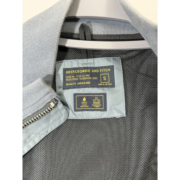 Abercrombie & Fitch Men’s S Water Resistant Windproof Bomber Jacket Gray Slate - Picture 8 of 8